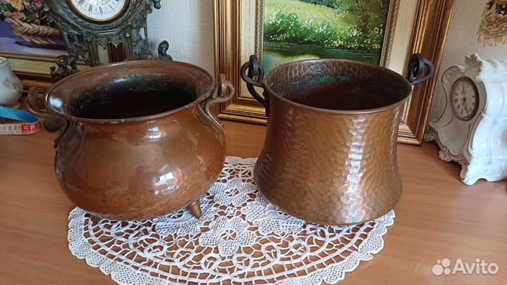 Медные кашпо, котелок на ножках. Германия