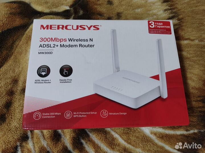 Wi-Fi роутер mercusys MW300D, adsl2+