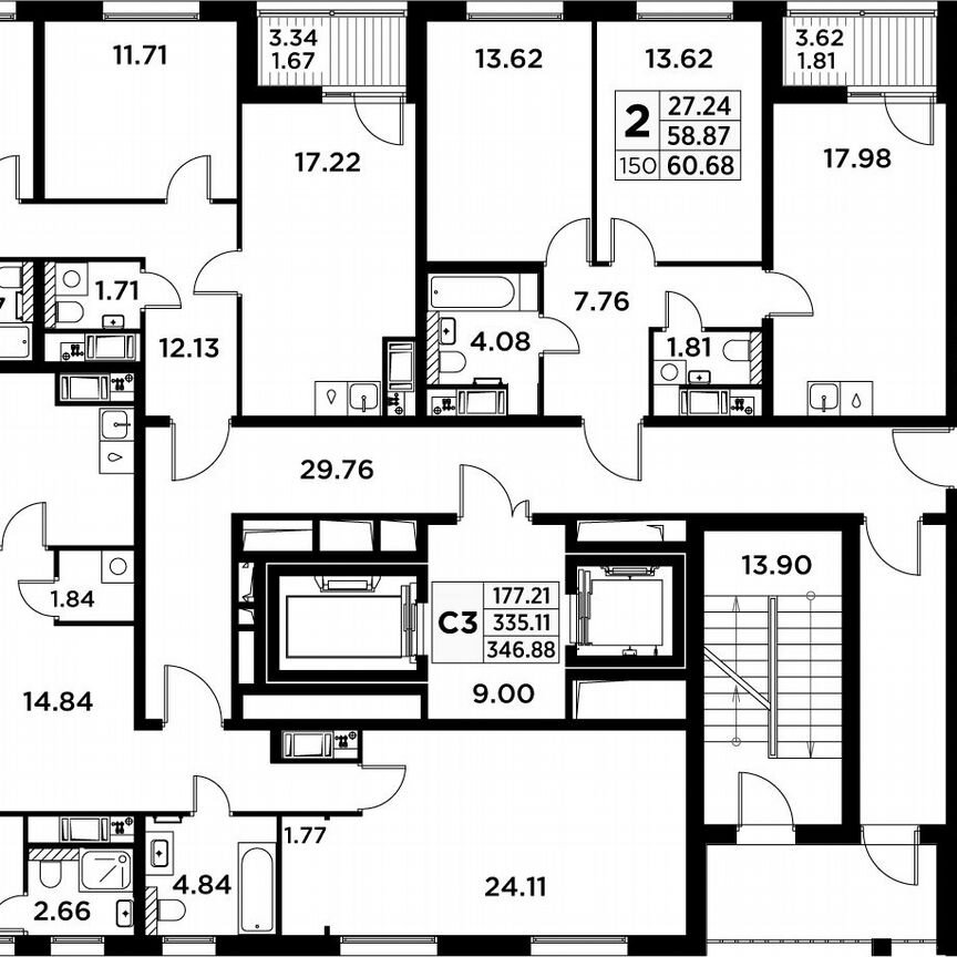 3-к. квартира, 114,3 м², 12/14 эт.