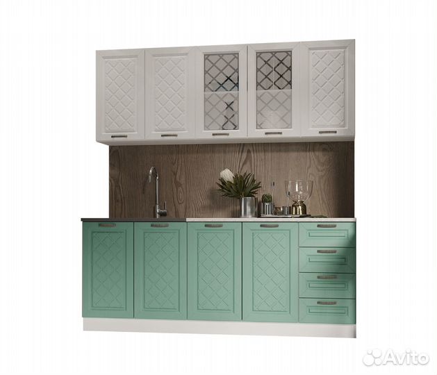 Кухня Агава 2.0 м акация белая / мята. Доставка