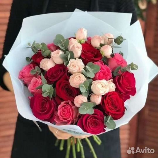 Роза, роза кустовая, букет, доставка