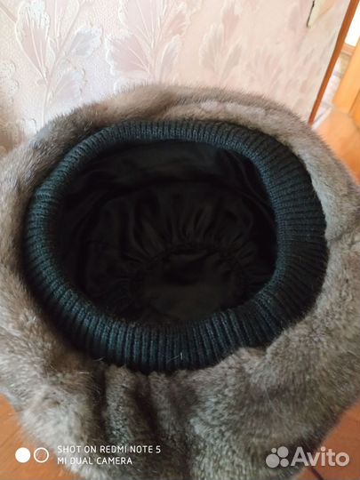 Берет, шапка норковая. На резинке