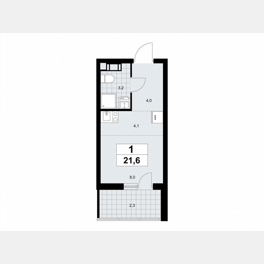 Квартира-студия, 21,6 м², 4/9 эт.
