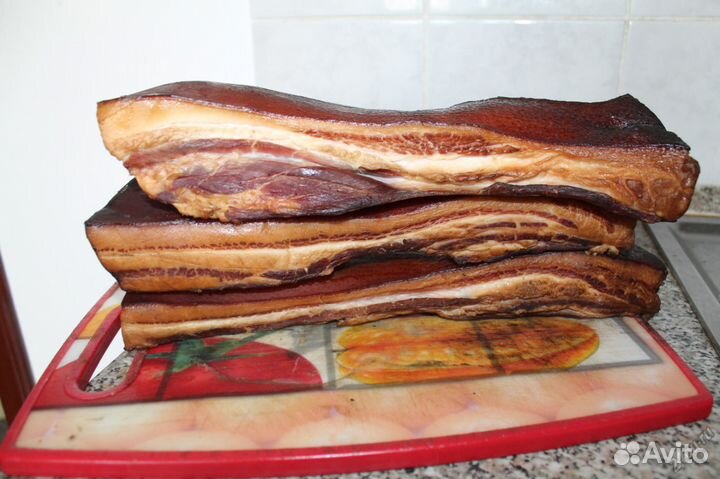 Домашнее копченое сало,ушки,мясо