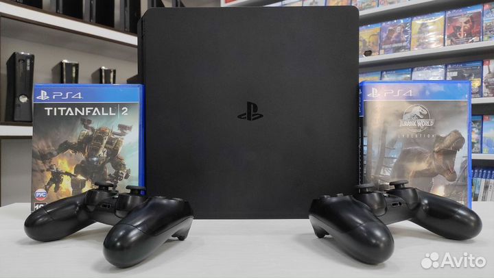 Sony PS4 Slim 1Tb + 2 геймпада + 110 игр