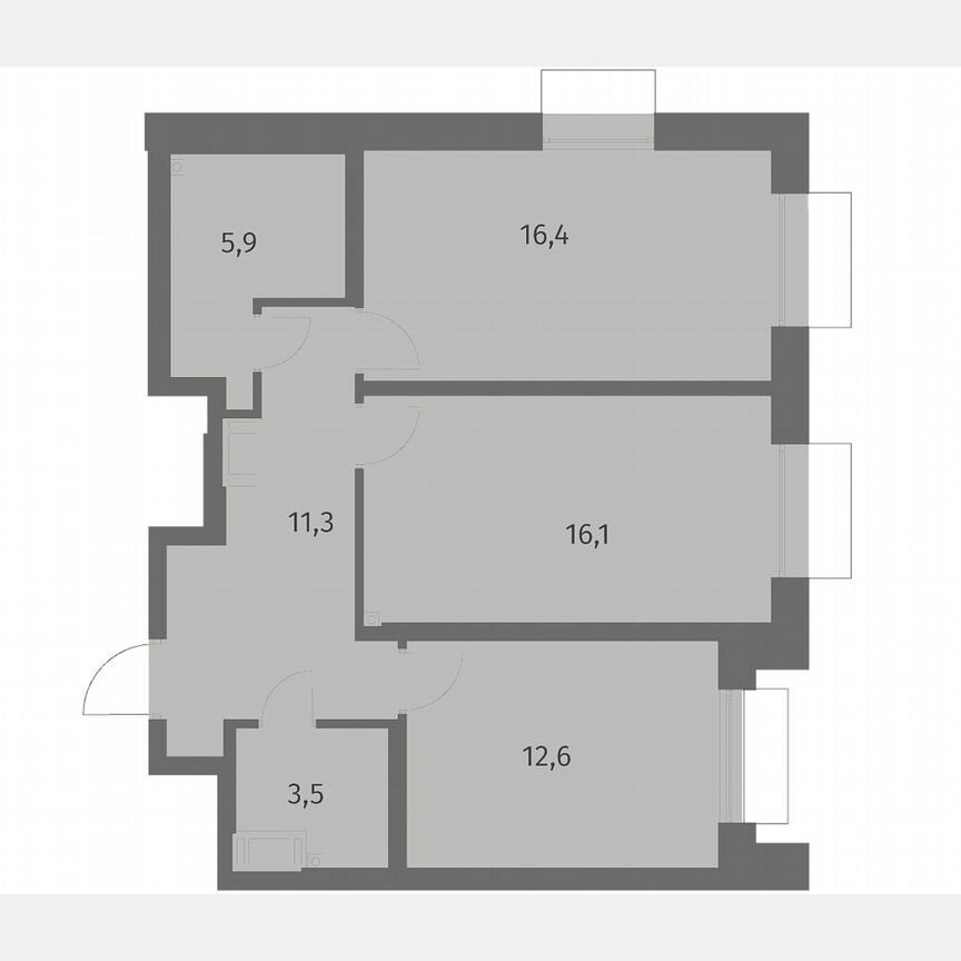2-к. квартира, 65,8 м², 2/6 эт.