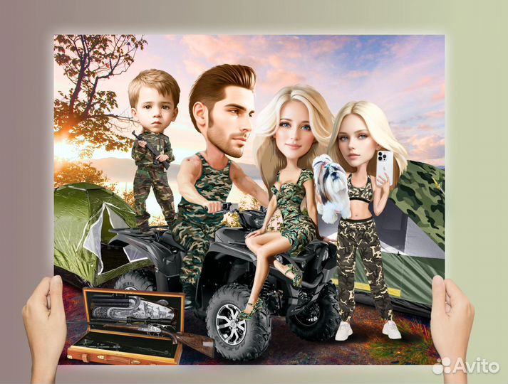 Шарж по фото на холсте