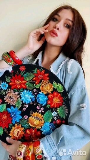 Картина в стиле Петриковской росписи Цветы сувенир