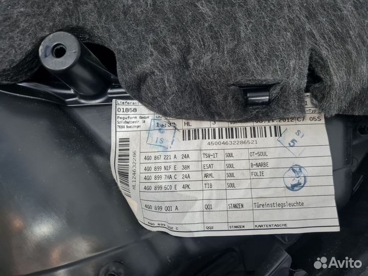 Обшивка двери задней левой Audi A6 C7