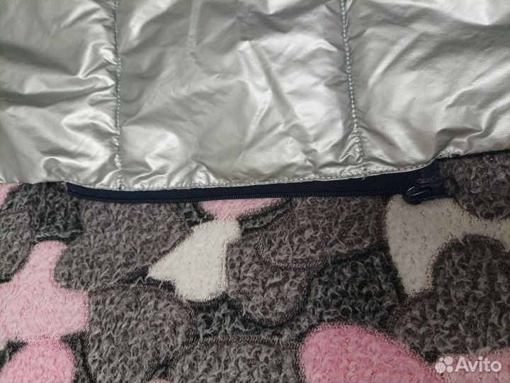 Стеганый шарф дутый цвет темно-синий, серебристый