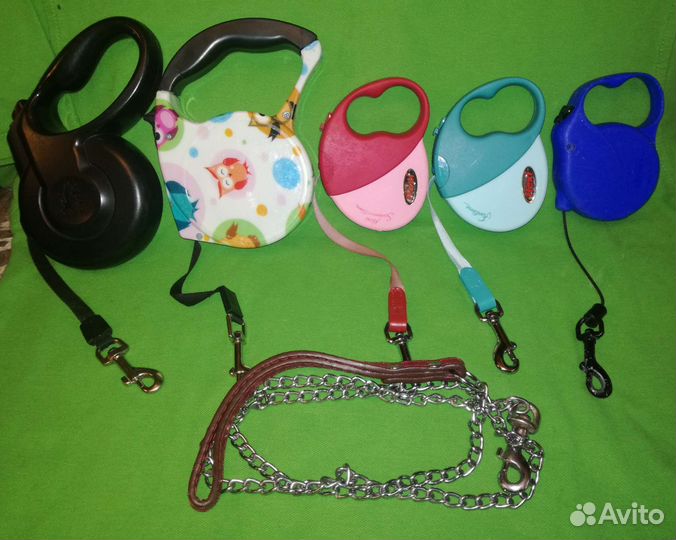 Поводки-рулетки/поводки/шлейки/ошейники/намордник