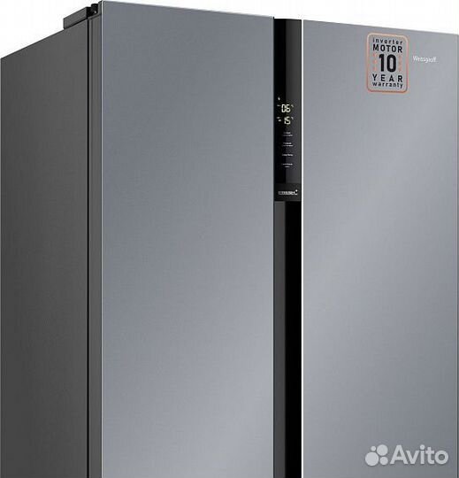 Холодильник weissgauff wsbs 600 NoFrost Inverter Dark Grey Glass