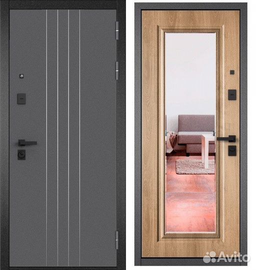 Входные металлические двери с зеркалом