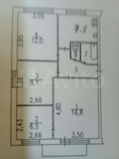 4-к. квартира, 59,3 м², 5/5 эт.