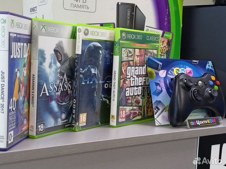Игровая приставка xbox360 Slim + кинект + 6 игр