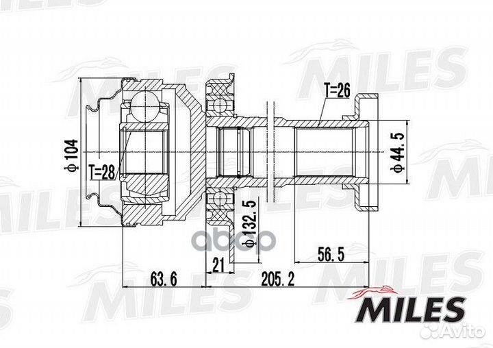 ШРУС внутренний VW T5 1.9TD-2.0 03- (GKN 304837