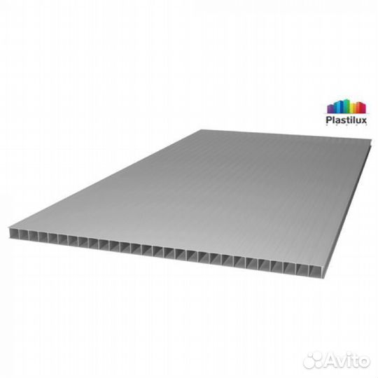 Сотовый поликарбонат для теплиц, 2.1х6 м, серебро