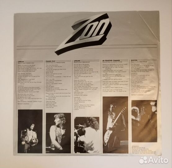 LP Zon –Back Down To Earth/ Epic– Canada1979