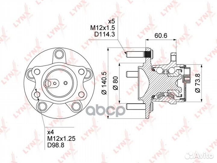 Ступица задняя в сборе с ABS WH-1026 lynxauto