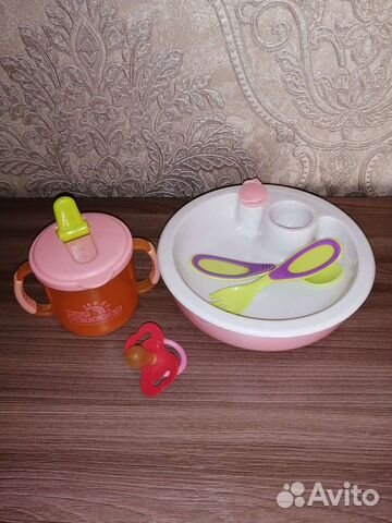 Тарелка с подогревом, поильник, вилка, ложки