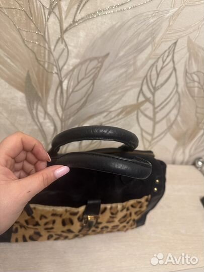 Сумка женская натуральная кожа мех замша