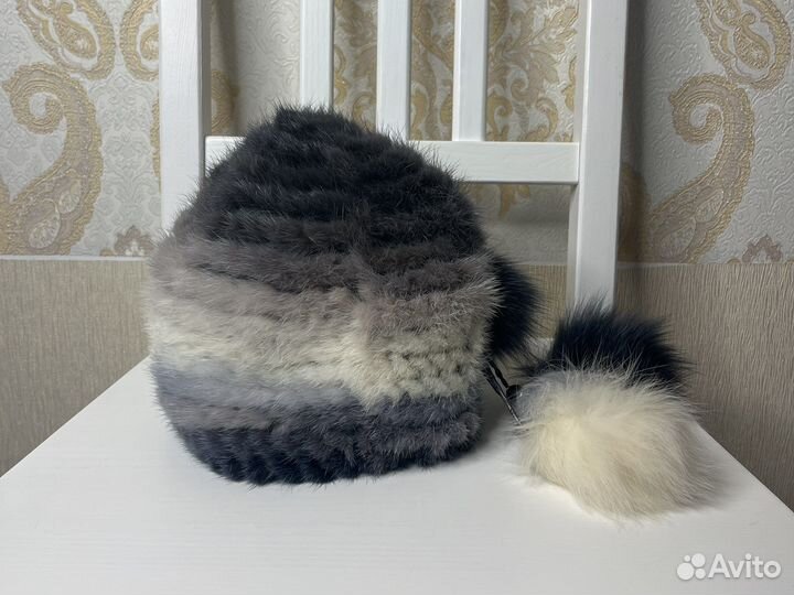 Шапка вязанная норка и писец