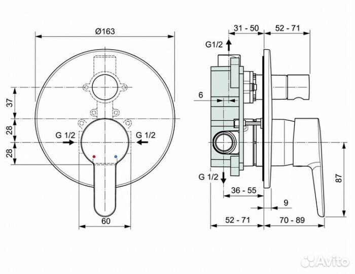 Смесит. душа хром Ideal Standard Sesia A6945AA