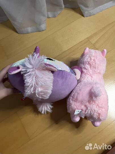 Мягкие игрушки альпака и единорог