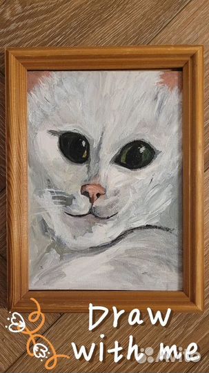 Интерьерная картина котик 15 на 20 акрил