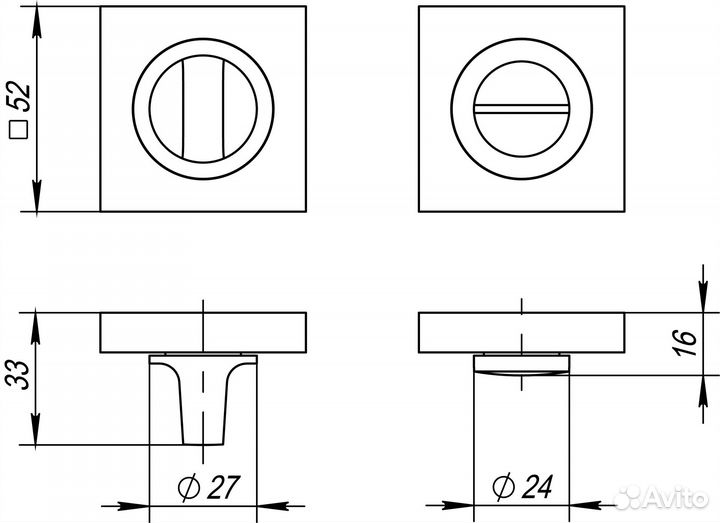 Завертка WC Fuaro BK6.K.KM52 (BK6 KM) SN/CP-3 мато