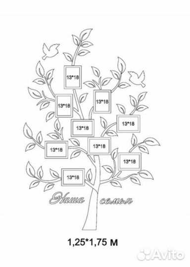 Панно семейное генеалогическое древо с фоторамками