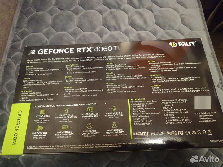 Игровая видеокарта RTX 4060ti palit storm X
