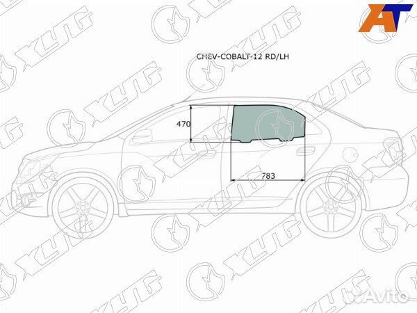 Стекло боковое опускное chevrolet cobalt 4D 12, ra