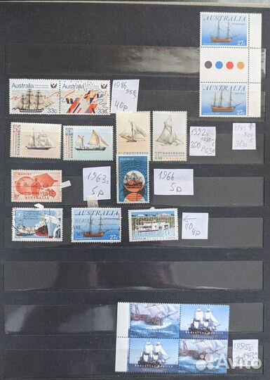 Марки Австралии, Кокосовые о-ва, Лаос. Корабли