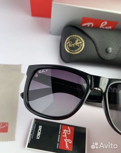 Очки ray ban justin polaroid черные глянцевые