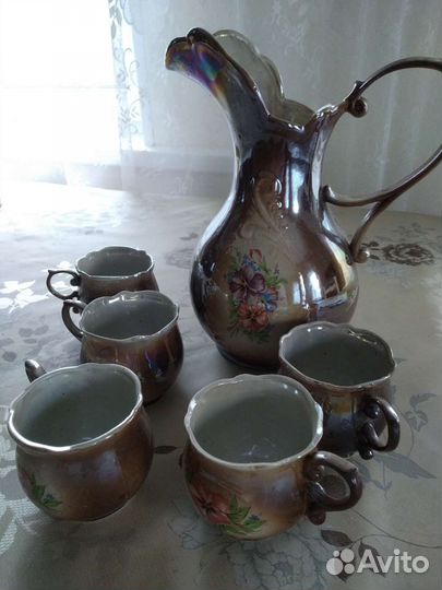 Керамический кувшин и бокалы времён СССР на