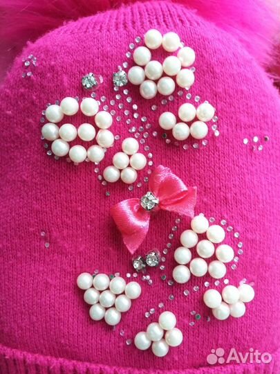 Зимняя шапка с шарфом на девочку р-р 48-50