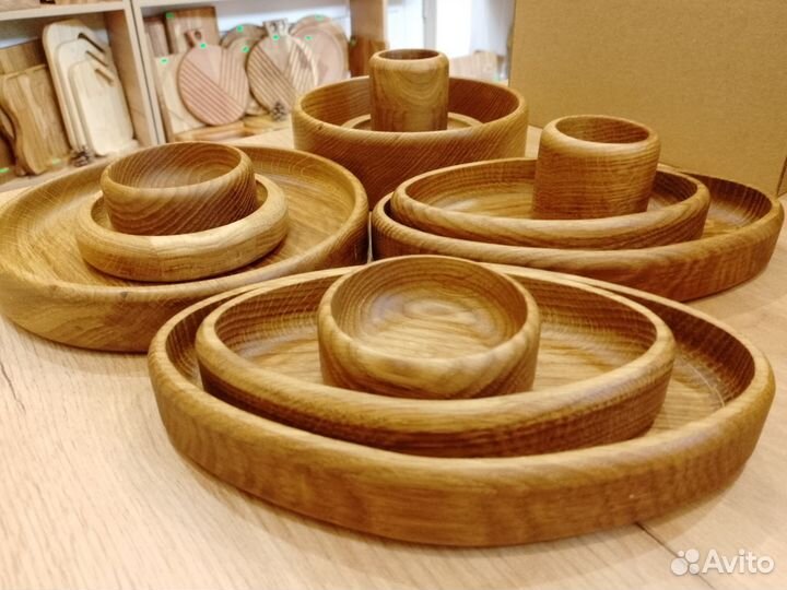 Наборы тарелок деревянных