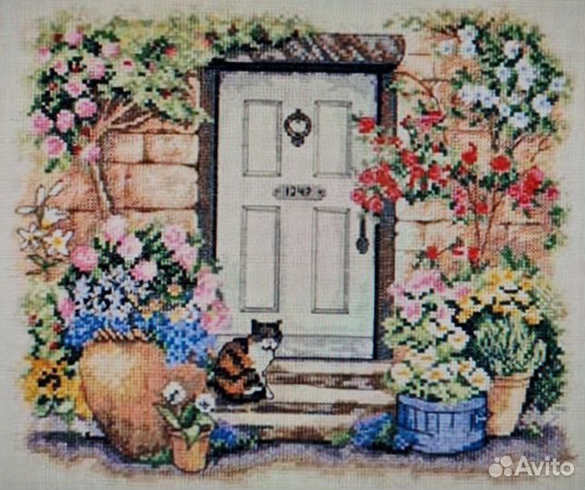 Набор для вышивки Котёнок у двери в саду