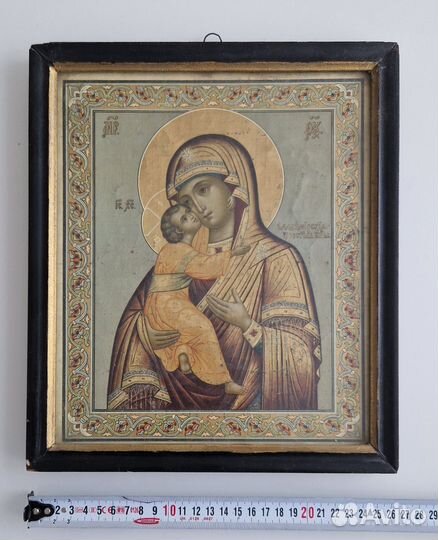 Икона литография холст Богородица 1903