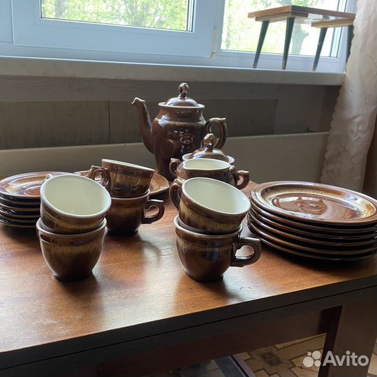 Чайный сервиз на 6 персон (керамика, СССР, винтаж)