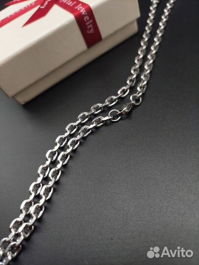 Цепь якорная ювелирная сталь серебро