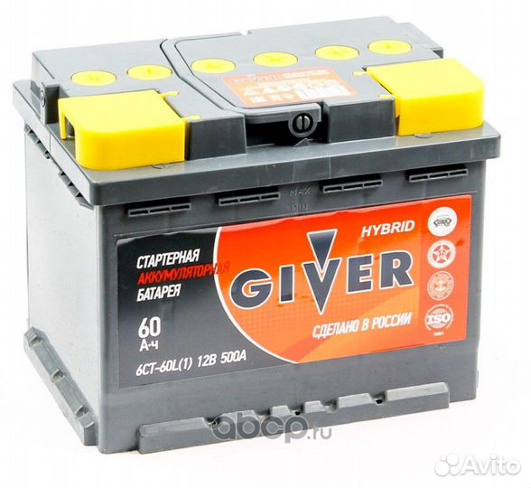 Аккумулятор Giver Hybrid 60ah (доставка)