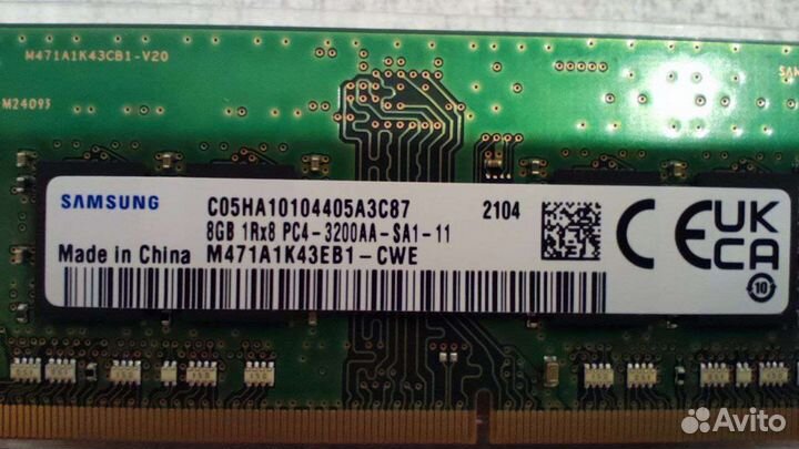 Оперативная память sodimm DDR4 8GB Samsung