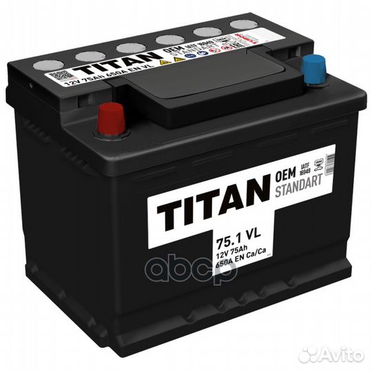 Аккумулятор titan standart 75 А/ч Прямая L+ 276