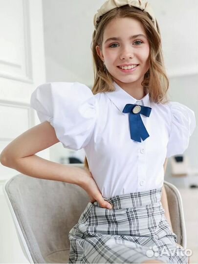 Блузка школьная белая для девочки 134 размер