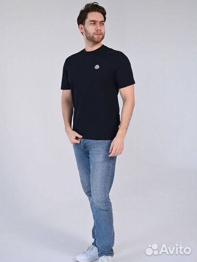 Футболка мужская Moncler темно-синяя