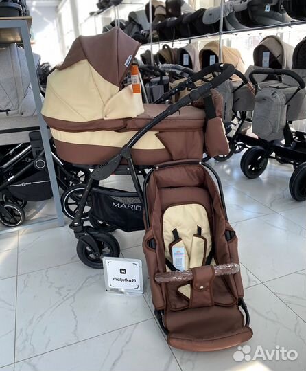 Коляска mario (2 в 1) (riko basic) 05 коричневый-б
