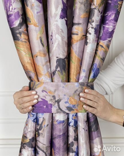 Шторы рогожка Медина сирень новые пошив