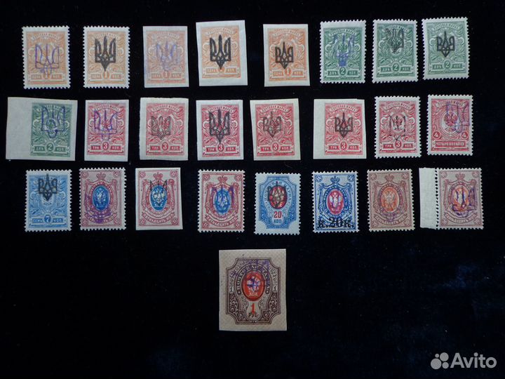 Набор марок Гражданская война с надпечаткам 25 шт